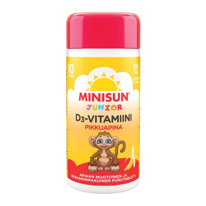 MINISUN D-VITAMIINI 10 MIKROG JUNIOR APINA BANAANI 100 PURUTABL