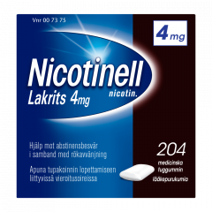 NICOTINELL LAKRITS 4 mg lääkepurukumi 204 fol