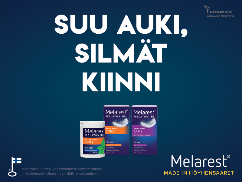 Vahvat Melarest-melatoniinivalmisteet nukahtamisajan lyhentämiseen. Ravintolisä.