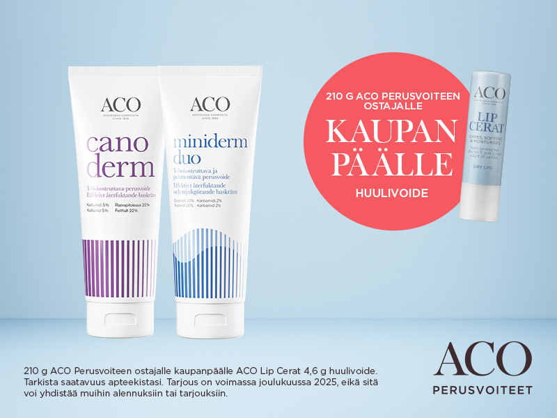 Aco 210 g perusvoiteen ostajalle huulirasva kaupanpäälle.