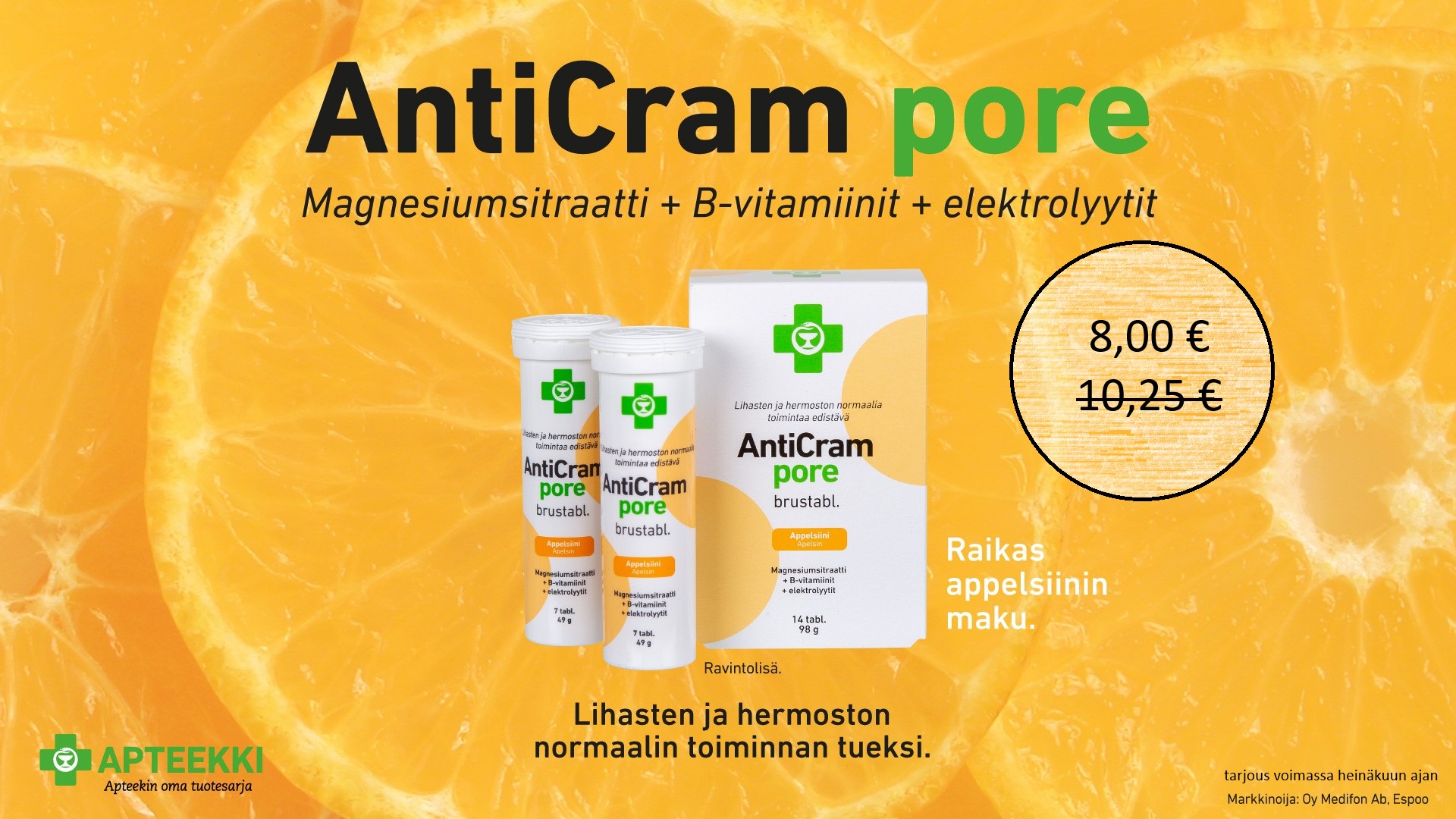 AntiCram Pore - appelsiinin makuinen poretabletti